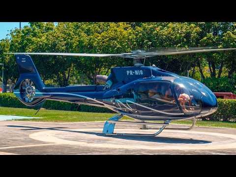 VIP Helicopters Landing in Sequence - Airbus H145 D3, H130, Bell 407, Agusta A109