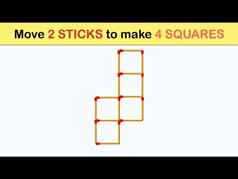 Move 2 STICKS to make 4 SQUARES || Matchstick Puzzles