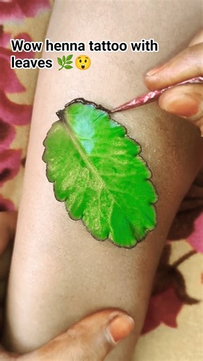 simple and unique henna tattoo with leaves 🌿 easy and beautiful mehendi design#shorts#trending#viral