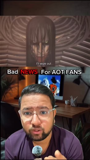 Bad News For Attack On Titan Fan’s 🤯 If you like my content follow me and share with your anime lover 🙌 #aot #attackontitan #attackontitanseason4 #animenews #jujustukaisen | Animewith Hemant