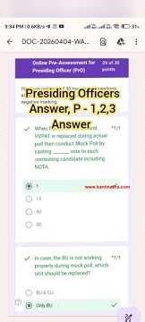 🔴 Presiding Officers Answer & P- 1,2,3 Test 04-04-26 Answer Key #shorts