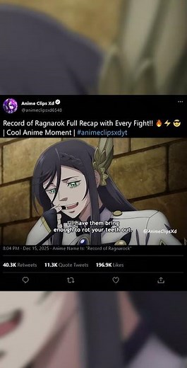 Record of Ragnarok Full Recap with Every Fight!! 🔥⚡😎 | Cool Anime Moment | #animeclipsxdyt