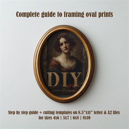 Guide to Framing Oval Antique Prints: Oval Frame Templates (.PDF Digital Download) - Etsy