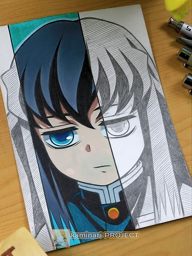 Drawing Muichiro Tokito | Stained Art | Anime Drawing