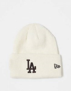 New Era LA Dodgers wool mix wide cuff beanie in beige | ASOS