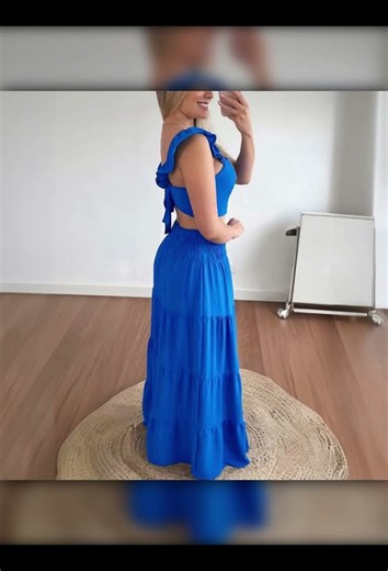 Casual Style Short Sleeve A-line Skirt Cake Skirt Set