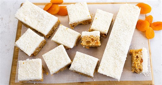Apricot coconut ice slice
