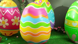 Liliful 4 Pcs 40 Inch Giant Inflatable Easter Eggs Decorations Colorful Large Inflatables Outdoor Decor Standing Outdoor Easter Yard Ornaments for Garden Holiday Lawn Party (Cute)