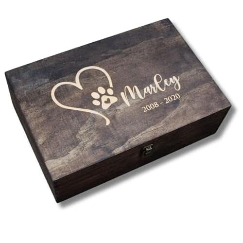 Personalized Pet Memory Keepsake Box Custom Engraved Wooden Memorial Urn Box with Lid - Pet Loss Gift for Dogs or Cats Remembrance Storage Boxes for Ashes, Photos Forever Friend Always In Your Heart
