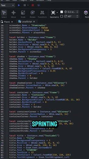 How to make a Sprint Stamina Bar in Roblox Studio #shorts