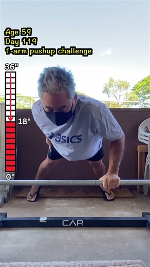 Day 119 - 1-Arm Pushup Challenge at Age 59 #motivation #fitness