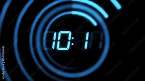 Digital LED alarm clock displaying red numbers for time and countdown with an alpha channel for a clear, electronic display