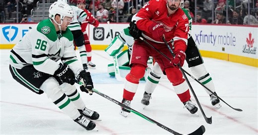 Larkin gets tying goal late in 3rd and winner in OT as Red Wings beat Stars 4-3 for 3rd straight win