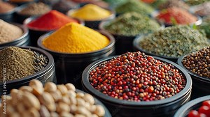 Discover the rich variety of spices showcased at a bustling market in India. Experience the vibrant colors and enticing aromas that fill the air, inviting exploration.