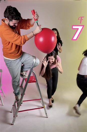 1.1K views | Participants say how many times a balloon will be blown with a pump above their heads | Family World | Facebook