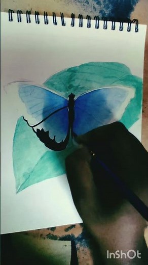 A simple blue morpho butterfly painting 🦋🦋🦋# butterflyart
