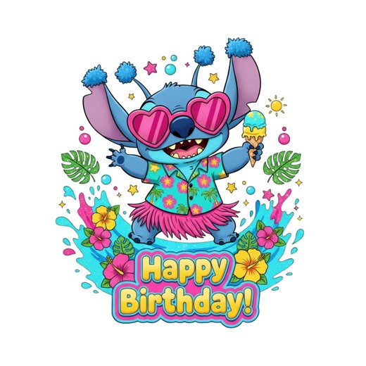 Tropical Alien Cartoon PNG, Blue Character Sublimation Design, Kids Birthday Shirt Graphic, Digital Download. - Etsy