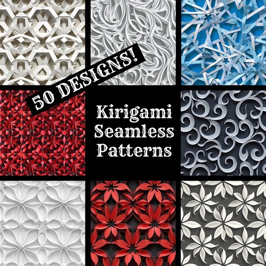 Kirigami Seamless Patterns: Printable Scrapbook Paper (digital Download) - Etsy