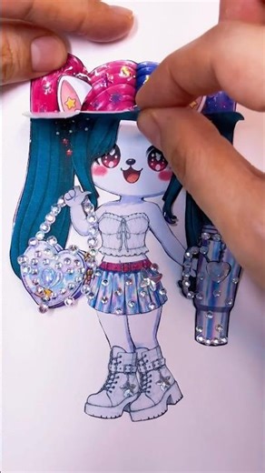💙🩶Color POP!!✨👗POPOPI!#stickers #paperdoll #stickerart #paperdiy