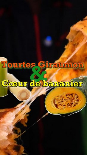 Tourtes au giraumon & cœur de bananier Ingrédients (pour 4 tourtes individuelles ) • 400 g de giraumon épluché en morceaux • 1 cœur de bananier (petit à moyen) environ 150 g de cœur de bananier • 2 c. à s. d’huile d’olive • 2 gousses d’ail hachées • 1 branche de thym • 1 piment végétarien • 1 pincée de cumin (ou l’épice de ton choix) • 1 piment thaï séché (optionnel) • 3 cives émincées • 6 tiges de persil haché • 4 tranches de bacon grillé et haché • 1 rouleau de pâte feuilletée ronde • 150 g de