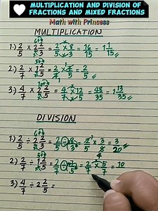 Math Review: Multiplication And Division Of Fractions And Mixed Fractions #math #mathematics #mathreview | Math with Princess