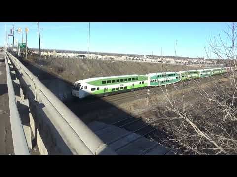 GO Transit train near Pickering station.