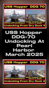 USS Hopper (DDG 70) Undocking PEARL HARBOR, Hawaii (March 11, 2025) - Time-lapse video of the Arleigh Burke-class guided-missile destroyer USS Hopper (DDG 70) undocking from Dry Dock 4 at Pearl Harbor Naval Shipyard and Intermediate Maintenance Facility (PHNSY & IMF), March 11, 2025. #navy #military | MilitaryPhotoDepot
