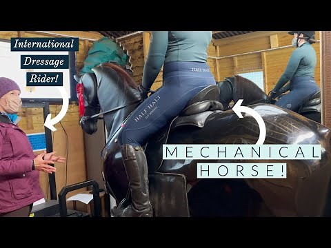 First Time on a Horse Simulator | Dressage Lesson on a Mechanical Horse | Riding With Rhi