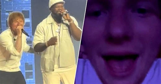 KIJK. Ed Sheeran brengt verrassingsoptreden tijdens show 50 cent en zingt daarna luidkeels mee met elke hit