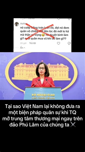 🇻🇳☠️🚀Vì sao Việt Nam chỉ phản đối mà chưa dùng quân sự? \t•\tViệt Nam không ở thế chủ động chiến tranh \t•\tHoàng Sa hiện Trung Quốc đang kiểm soát thực tế từ 1974 \t•\tDùng quân sự lúc này = chủ động mở chiến tranh, không phải “tự vệ tức thời” \t•\tSo sánh lực lượng quá chênh lệch \t•\tTrung Quốc là cường quốc quân sự hàng đầu, hải – không quân áp đảo \t•\tMột xung đột nóng sẽ gây thiệt hại rất lớn, kể cả khi Việt Nam “đánh được” \t•\tChiến tranh không chỉ là quân đội \t•\tKéo theo: \t•\tTrừ