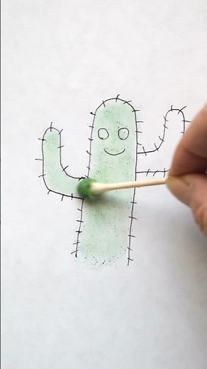 How To Draw A Cute Kawaii Saguaro Cactus (Step-by-Step Visual Tutorial) #shorts