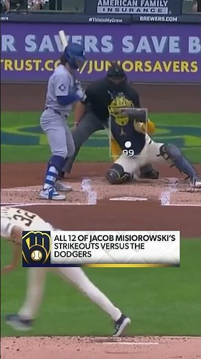 All of Jacob Misiorowski's strikeouts vs. Dodgers 👏🏼 #baseball #strikeouts #milwaukeebrewers