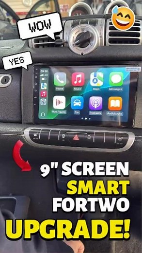 Smart ForTwo (W451) Android CarPlay 9" Screen with Rear Camera Stereo Upgrade #smartfortwo #smartcar