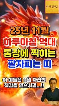 2025년 11월, 하루아침에 통장에 억대 금액이 찍히는 띠