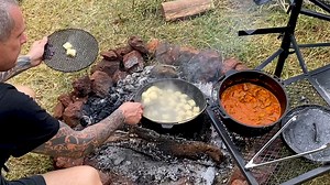 362K views · 10K reactions | Gnocchi with beef ragu cooked over fire in the Sunshine Coast hinterlands. Ingredients Gnocchi 3 large potatoes (floury ones) 3 egg yolks 50g parmesan 1 cup flour Beef ragu 700g beef rump (or any stewing beef) 1 onion 1 carrot 2 sticks celery 5 cloves garlic 500ml chicken stock 1 tin tomato 60g tomato puree Salt and pepper to taste | Andy cooks | Facebook