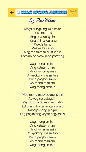 Wag Mong Aaminin: Rico Blanco's Meaningful Lyrics