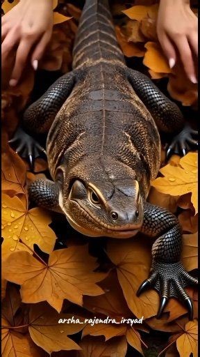 ‎In a pile of autumn leaves... 🍂🍂 ‎There is a Monitor Lizard The Asian water monitor (Varanus salvator) is a large carnivorous reptile that lives near water (rivers, swamps) and is known as a skilled swimmer. It has a strong tail, a blue forked tongue used to detect scents, and sharp claws for climbing and hunting. They are opportunistic predators that feed on fish, frogs, birds, eggs, and even carrion, playing an important role in keeping the ecosystem clean. The Asian water monitor is a semi