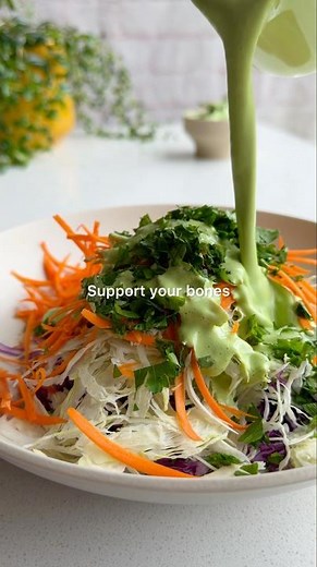 Bone Building & Heart Healthy Green Goddess Slaw (Red Cabbage Coleslaw) no mayo, easy, delicious