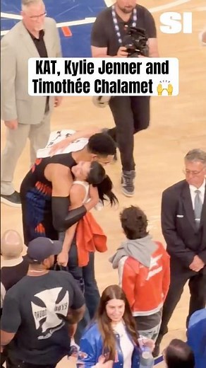 Kylie and Timothée with KAT after Game 2 💙🧡