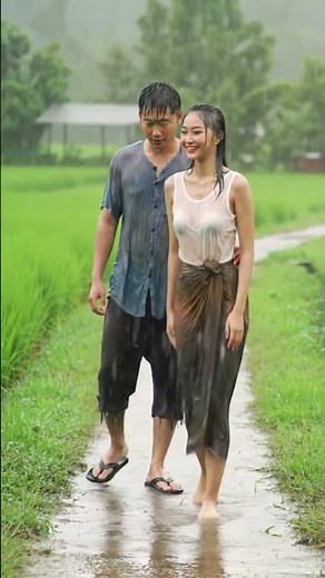 ASMR 🎧 Couple Walking in the Rain Soothing Puddles 💦 #Shorts