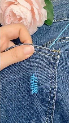 Hole in your pants? 🤯 You NEED totry this magic fix! #sewing #sewingtips #knitting #short
