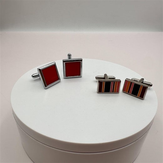 Vintage 80s Paul Smith Style Multi Stripe & Red Enamel Cufflinks Set Lot Jewelry - Etsy