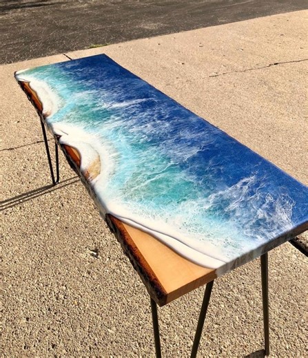 Resin Beach Sofa Table/ Coffee/ Epoxy Ocean Decor (36 Inch) / Coastal / Entryway/ Side/ - Etsy