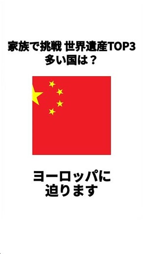 家族で挑戦 世界遺産TOP3 多い国は？