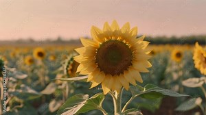 A simple image of a sunflower with pastel yellow petals and a light brown center against a pastel blue background, creating a cheerful, minimalistic design ideal for a bright phone wallpaper. Stock Video