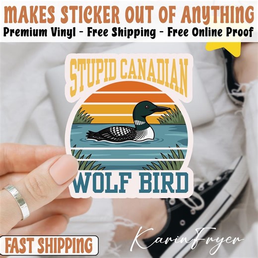 Stupid Canadian Wolf Bird Sticker, Heated Rivalry Retro Sunset Vinyl Decal, Hollander & Rosanov Sticker - Etsy