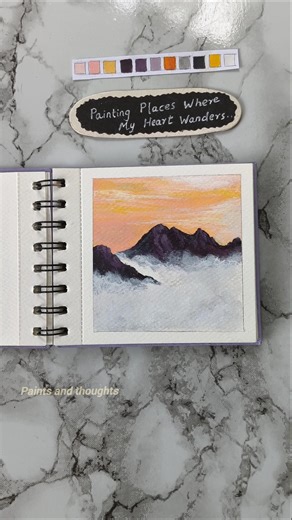 how to paint misty mountains // acrylic painting ideas #ytshorts #art #acrylicscenery #explore #fyp