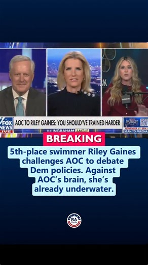 Riley Gaines (5th place swimmer) dares AOC to debate Dem policies. Battle of wits? She'll sink again. | Really American