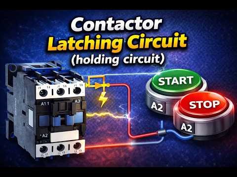 شرح دائرة Start/Stop بالكونتاكتور🔥⚡ خطوة بخطوة Contactor Holding/Latching Circuit – Easy Tutorial🔥⚡