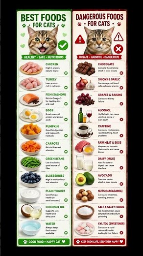 Cats Healthy vs Unhealthy Food 🐱 | What Cats Can & Cannot Eat #cat #kittenfood #catcare #shorts